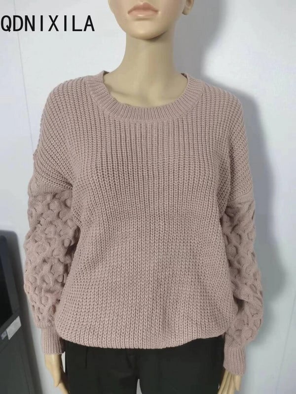 Madingas negabaritinis megztinis Moteriški žieminiai Nauji džemperiai ilgomis rankovėmis Moteriški megztiniai O formos iškirpte Trikotažo megztiniai Moteriški drabužiai