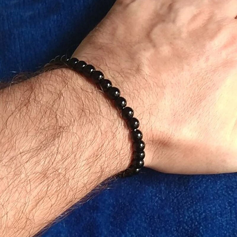 Noter Vīriešu Dabīgā Akmens Rokassprādze 4 mm Rokassprādze Dāvana Viņam Brīvā laika aksesuāri Meditācija Rīsu Pērlītes Rokassprādze Homme Regalo Hombre