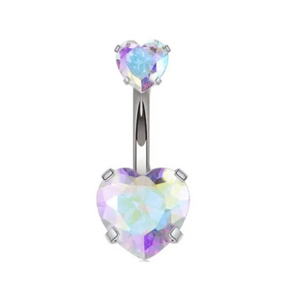 Crystal Double Heart Nabarõngas Naba augustamine CZ Kõhu augustamine Sõrmused Ehted Nabarõngad Naiste kehaehted