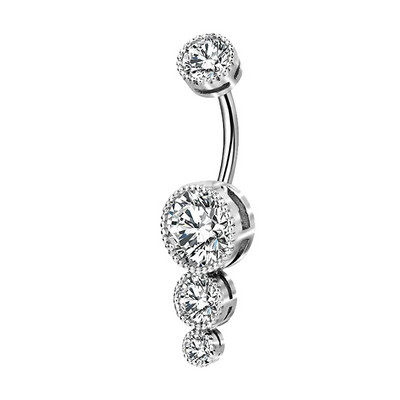 Crystal Double Heart Nabarõngas Naba augustamine CZ Kõhu augustamine Sõrmused Ehted Nabarõngad Naiste kehaehted