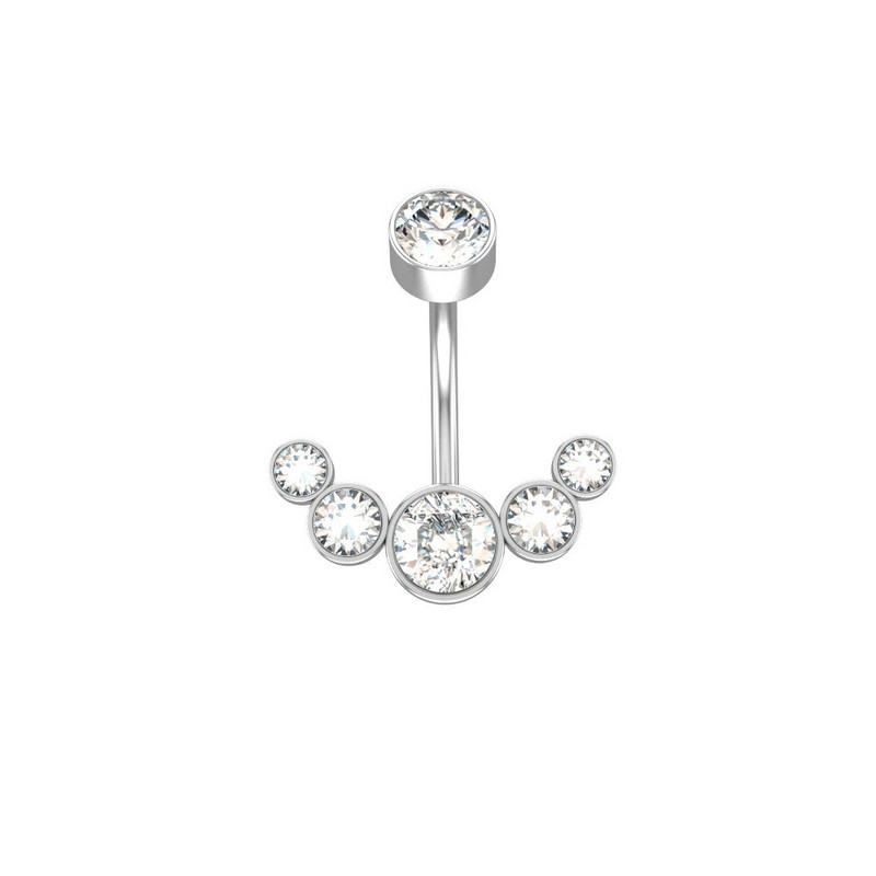 Crystal Double Heart Nabarõngas Naba augustamine CZ Kõhu augustamine Sõrmused Ehted Nabarõngad Naiste kehaehted