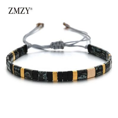 ZMZY Retro négyzet alakú üveggyöngyök karkötő Bohém kézzel készített MIYUKI Tila karkötő Divatos állítható férfi karkötők barát ajándék