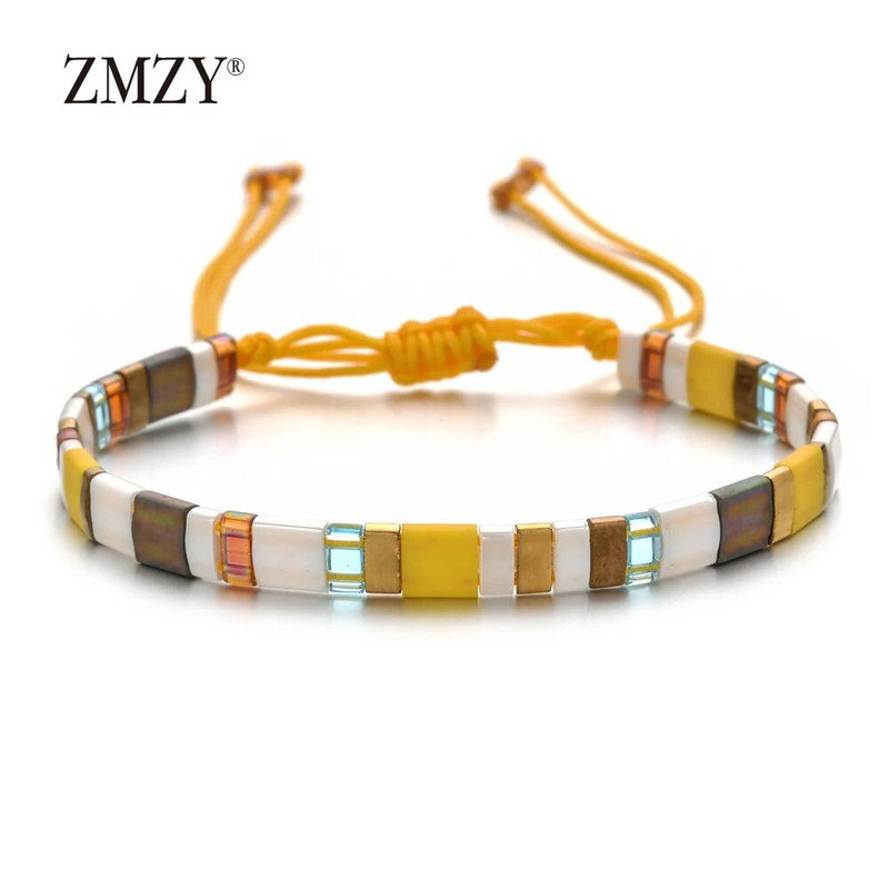 ZMZY Retro négyzet alakú üveggyöngyök karkötő Bohém kézzel készített MIYUKI Tila karkötő Divatos állítható férfi karkötők barát ajándék