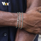 Ανδρικό βραχιόλι με αλυσίδα με στριφτό σχοινί Vnox, βραχιόλι με μεταλλική μινιμαλιστική αλυσίδα από ανοξείδωτο ατσάλι, κομψά ανδρικά κοσμήματα