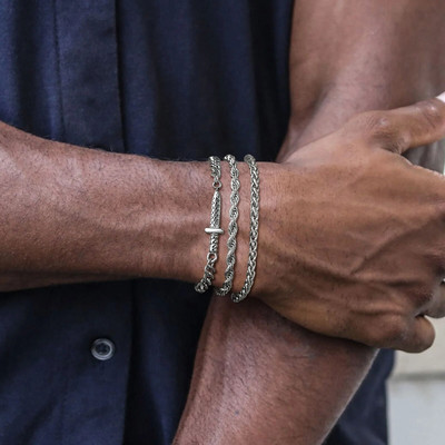 Ανδρικό βραχιόλι με αλυσίδα με στριφτό σχοινί Vnox, βραχιόλι με μεταλλική μινιμαλιστική αλυσίδα από ανοξείδωτο ατσάλι, κομψά ανδρικά κοσμήματα