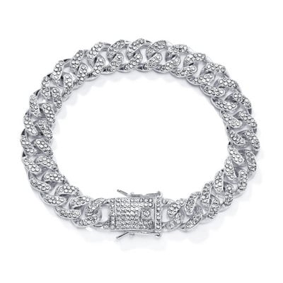 Vnoxi 12 mm paksud Kuuba keti käevõrud meestele, täisjäätud kividest lingid, Bling Crystal Curb ketiga punk hiphop käevõru