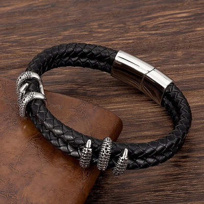 MKENDN Gothic vīriešu vintage pelēks pīts īstas ādas rokassprādze Dragon Claw Homme Femme rokassprādzes ar rokām darinātas rotaslietas pulseri