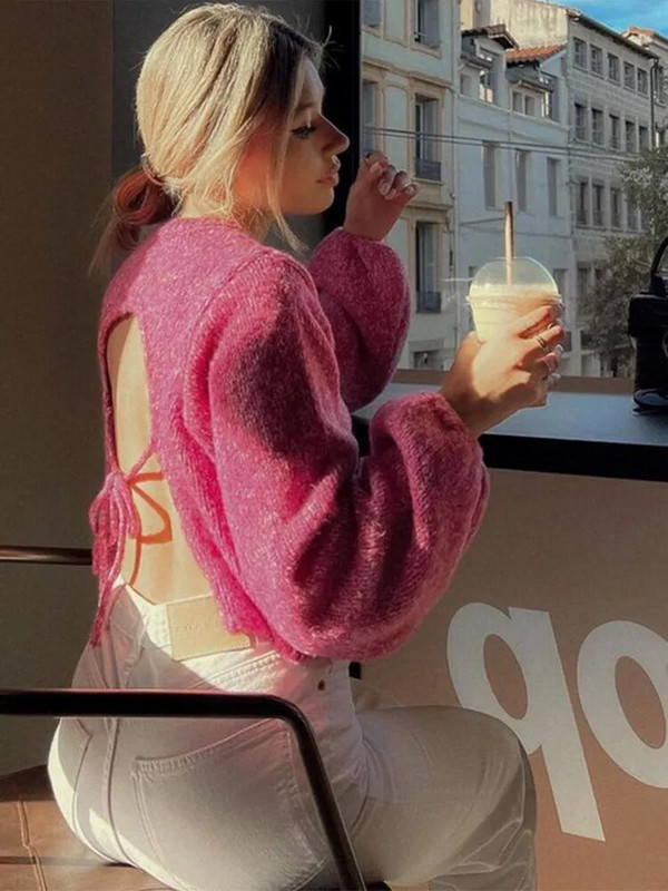 Modes Y2K sieviešu džemperis bez muguras