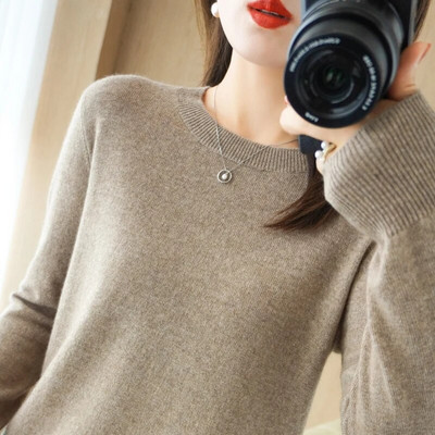 2023. gada sieviešu džemperis rudens ziemas ziemas džemperis ar garām piedurknēm O veida kakla džemperi silti krekli korejiešu modes džemperis trikotāža Mīksti džemperi