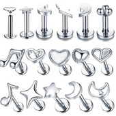 1 tk roostevabast terasest kõrvaaugu Tragus Stud Helix kõhre augustamine sisekeerme valgustus südametäht kuu huule augustamine labret sõrmus
