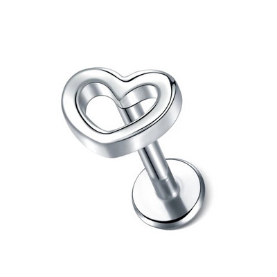 1 tk roostevabast terasest kõrvaaugu Tragus Stud Helix kõhre augustamine sisekeerme valgustus südametäht kuu huule augustamine labret sõrmus