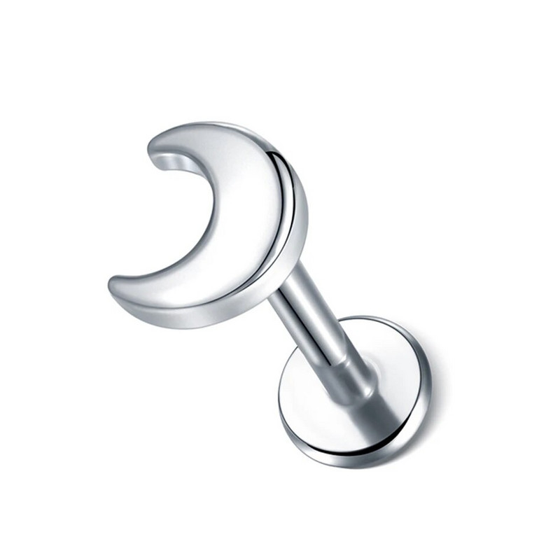 1 tk roostevabast terasest kõrvaaugu Tragus Stud Helix kõhre augustamine sisekeerme valgustus südametäht kuu huule augustamine labret sõrmus