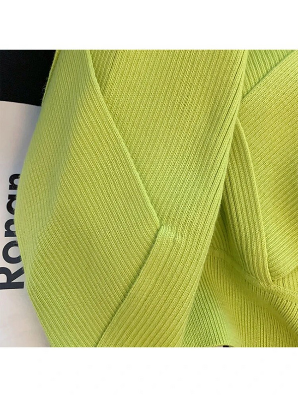 Rudens ziema sievietēm Jauns V veida kakla vienkrāsains rombveida dizains Trikotāžas džemperis Baggy ar garām piedurknēm Sieviešu trikotāžas džemperis Mājīgs