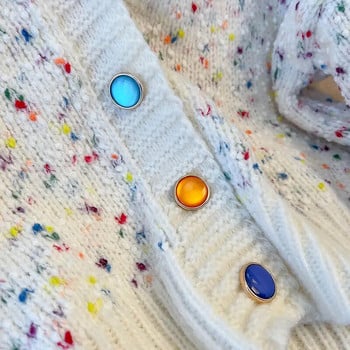Цветна плетена риза с дълги ръкави, дамско палто пролет есен 2023 г. Малък ароматен стил, едноредна жилетка с V-образно деколте