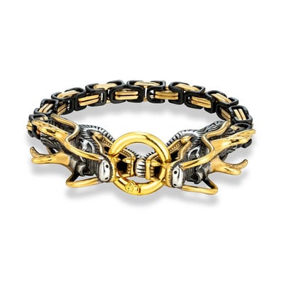 Vyriškos skandinavų mitologijos drakono apyrankės, vikingai, niekada neišblunka, aukso spalvos nerūdijančio plieno karališkoji grandinėlė, pankrokas, vyriška papuošalai, dovana