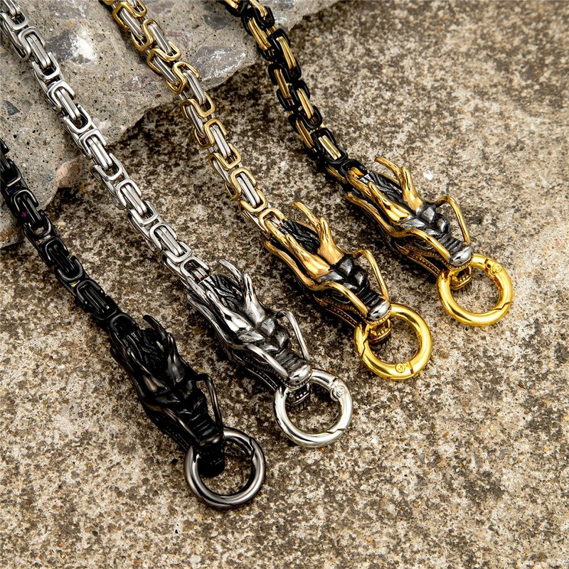 Vyriškos skandinavų mitologijos drakono apyrankės, vikingai, niekada neišblunka, aukso spalvos nerūdijančio plieno karališkoji grandinėlė, pankrokas, vyriška papuošalai, dovana