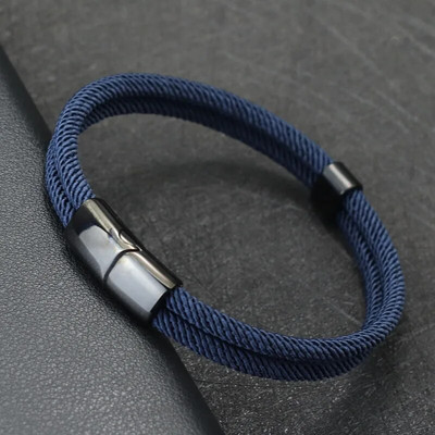 Unikāla vīriešu rokassprādze, nerūsējošā tērauda magnēta sprādze, jūras rokassprādze, divslāņu virves rokassprādze Pulsera Hombre aksesuāri