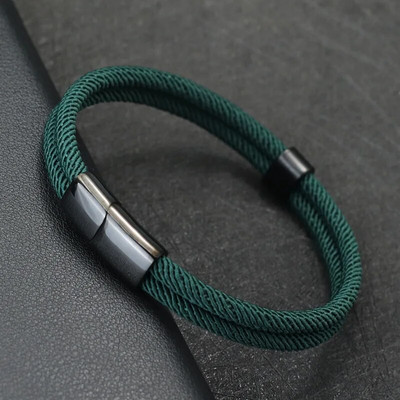 Unikāla vīriešu rokassprādze, nerūsējošā tērauda magnēta sprādze, jūras rokassprādze, divslāņu virves rokassprādze Pulsera Hombre aksesuāri