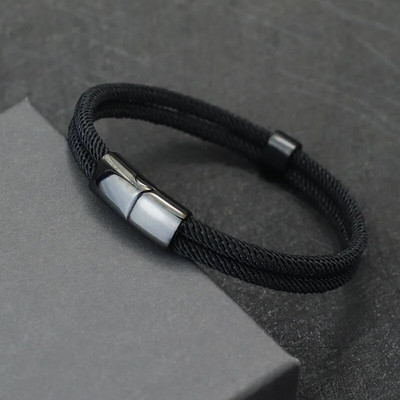 Unikāla vīriešu rokassprādze, nerūsējošā tērauda magnēta sprādze, jūras rokassprādze, divslāņu virves rokassprādze Pulsera Hombre aksesuāri