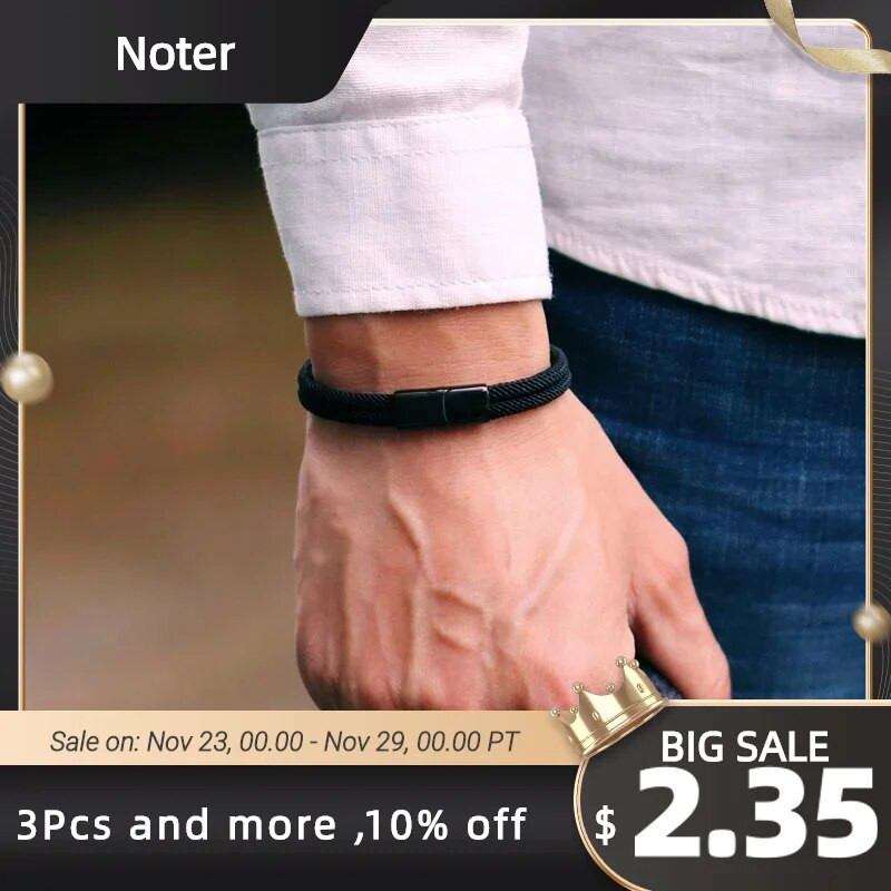 Unikāla vīriešu rokassprādze, nerūsējošā tērauda magnēta sprādze, jūras rokassprādze, divslāņu virves rokassprādze Pulsera Hombre aksesuāri