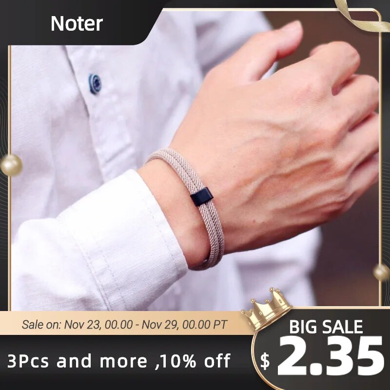 Unikāla vīriešu rokassprādze, nerūsējošā tērauda magnēta sprādze, jūras rokassprādze, divslāņu virves rokassprādze Pulsera Hombre aksesuāri