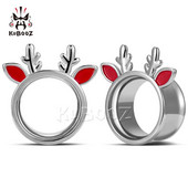 KUBOOZ stilīgi nerūsējošā tērauda ragu dobi ausu tuneļi aizbāžņi paplašinātāji mērinstrumenti auskari pīrsings ķermeņa rotaslietas nestuves 2 gab.