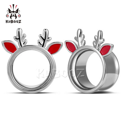 KUBOOZ stilīgi nerūsējošā tērauda ragu dobi ausu tuneļi aizbāžņi paplašinātāji mērinstrumenti auskari pīrsings ķermeņa rotaslietas nestuves 2 gab.