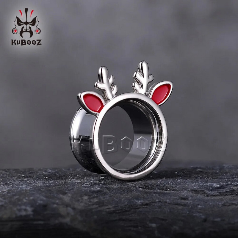 KUBOOZ stilīgi nerūsējošā tērauda ragu dobi ausu tuneļi aizbāžņi paplašinātāji mērinstrumenti auskari pīrsings ķermeņa rotaslietas nestuves 2 gab.