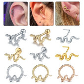 1 gab tērauda čūskas deguna starpsienas klipši stīpa Nariz skrimšļa pīrsingi ausu tragus spirāles gliemežnīcas daivas auskari pircēšanas rotaslietas sievietēm