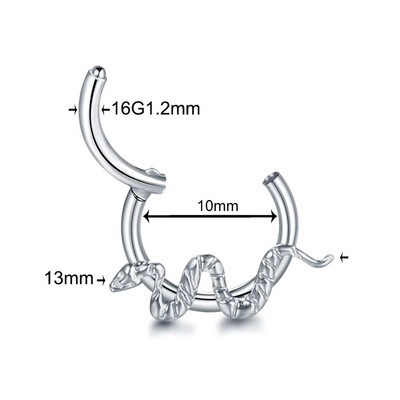 1 gab tērauda čūskas deguna starpsienas klipši stīpa Nariz skrimšļa pīrsingi ausu tragus spirāles gliemežnīcas daivas auskari pircēšanas rotaslietas sievietēm