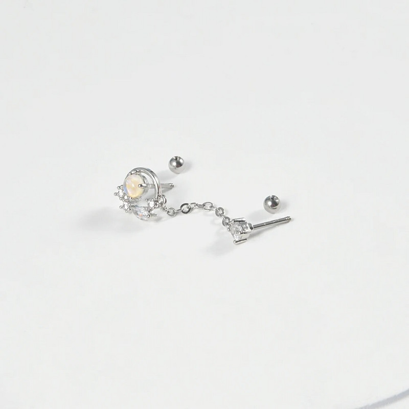 1 buc 20 g mreană chirurgicală Helix cartilaj tragus cercel Daith piercing CZ gemă fluture lanț flori conch ureche Stud bijuterii corp