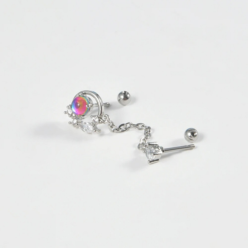 1 buc 20 g mreană chirurgicală Helix cartilaj tragus cercel Daith piercing CZ gemă fluture lanț flori conch ureche Stud bijuterii corp