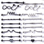 CHUANCI 1PC 14G Ķirurģiskā tērauda sirds ziedu forma rūpnieciski pīrsingi rūpnieciski stienis auskari Tragus ausu mērītājs ķermeņa rotaslietas