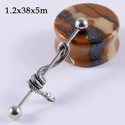 CHUANCI 1PC 14G Ķirurģiskā tērauda sirds ziedu forma rūpnieciski pīrsingi rūpnieciski stienis auskari Tragus ausu mērītājs ķermeņa rotaslietas