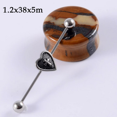 CHUANCI 1PC 14G Ķirurģiskā tērauda sirds ziedu forma rūpnieciski pīrsingi rūpnieciski stienis auskari Tragus ausu mērītājs ķermeņa rotaslietas