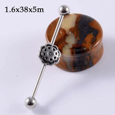 CHUANCI 1PC 14G Ķirurģiskā tērauda sirds ziedu forma rūpnieciski pīrsingi rūpnieciski stienis auskari Tragus ausu mērītājs ķermeņa rotaslietas