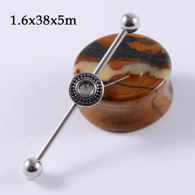 CHUANCI 1PC 14G Ķirurģiskā tērauda sirds ziedu forma rūpnieciski pīrsingi rūpnieciski stienis auskari Tragus ausu mērītājs ķermeņa rotaslietas