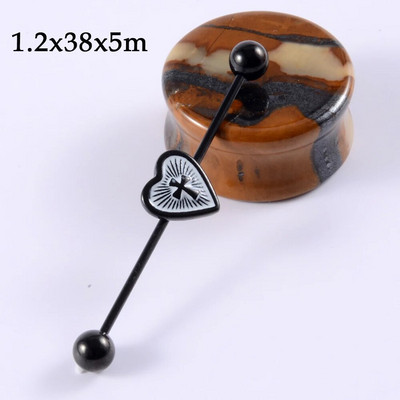 CHUANCI 1PC 14G Ķirurģiskā tērauda sirds ziedu forma rūpnieciski pīrsingi rūpnieciski stienis auskari Tragus ausu mērītājs ķermeņa rotaslietas