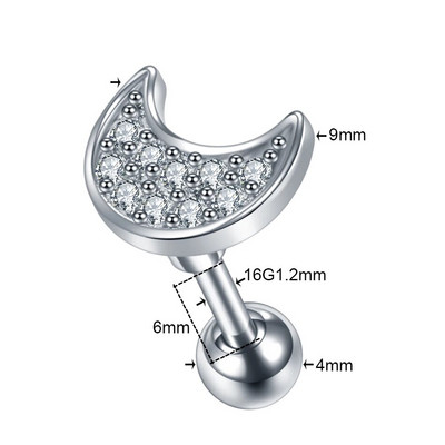 1 DB Cross Star Moon Flower CZ Tragus Porc Piercingek Fül Stud Helix Piercingek Crystal Daith Rook Fülbevaló Női Ékszer 16G