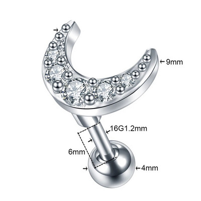 1 DB Cross Star Moon Flower CZ Tragus Porc Piercingek Fül Stud Helix Piercingek Crystal Daith Rook Fülbevaló Női Ékszer 16G