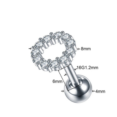 1 DB Cross Star Moon Flower CZ Tragus Porc Piercingek Fül Stud Helix Piercingek Crystal Daith Rook Fülbevaló Női Ékszer 16G