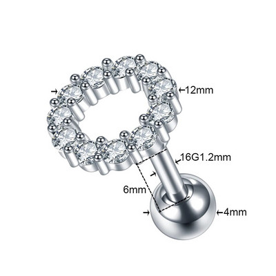 1 DB Cross Star Moon Flower CZ Tragus Porc Piercingek Fül Stud Helix Piercingek Crystal Daith Rook Fülbevaló Női Ékszer 16G