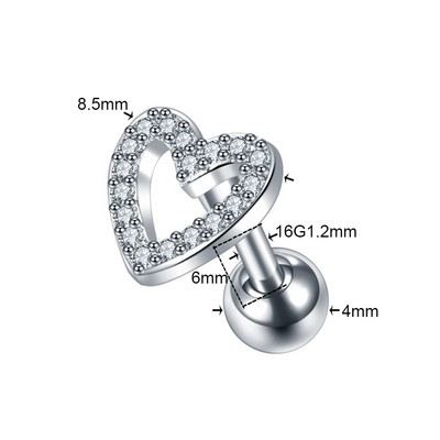 1 DB Cross Star Moon Flower CZ Tragus Porc Piercingek Fül Stud Helix Piercingek Crystal Daith Rook Fülbevaló Női Ékszer 16G