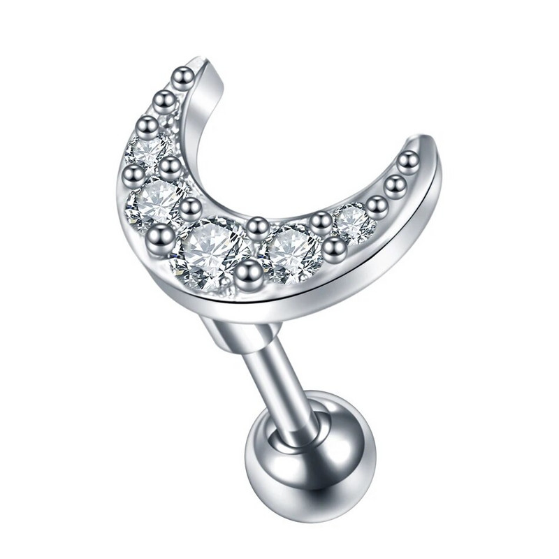 1 DB Cross Star Moon Flower CZ Tragus Porc Piercingek Fül Stud Helix Piercingek Crystal Daith Rook Fülbevaló Női Ékszer 16G