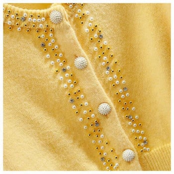 Γυναικείο πουλόβερ Φθινόπωρο Χειμώνας 2023 Νέο Πλεκτό Παλτό με λαιμόκοψη κλειστό πουλόβερ με μακρυμάνικη ζακέτα πλεκτό μπλουζάκι