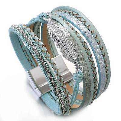 ALLYES vintage lapu spalvu daudzslāņu ādas rokassprādze vīriešiem modes pītas ar rokām darinātas virves aptinamās rokassprādzes sieviešu rotaslietas