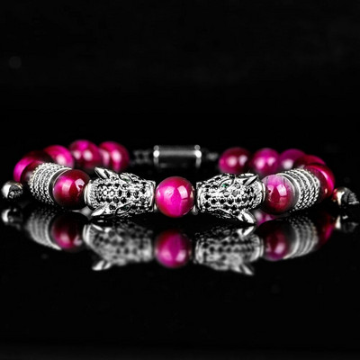 Jauna Trend Dubultā Leoparda galva Rokas darbs tīģera acs Rokassprādzes Aksesuāri Roku darbs Vīriešu Rotaslietas Pulseras homme