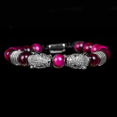 Jauna Trend Dubultā Leoparda galva Rokas darbs tīģera acs Rokassprādzes Aksesuāri Roku darbs Vīriešu Rotaslietas Pulseras homme