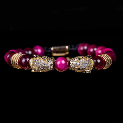 Jauna Trend Dubultā Leoparda galva Rokas darbs tīģera acs Rokassprādzes Aksesuāri Roku darbs Vīriešu Rotaslietas Pulseras homme