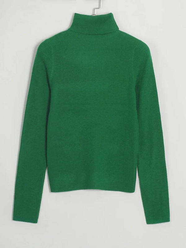 Wixra 2022. gada sieviešu trikotāža, vienkrāsains bruņurupuču kaklasiksna ar pilnām piedurknēm, mīksts, slaids tops, trikotāžas High Street Spring Lady %5 vilnas pulovera džemperis